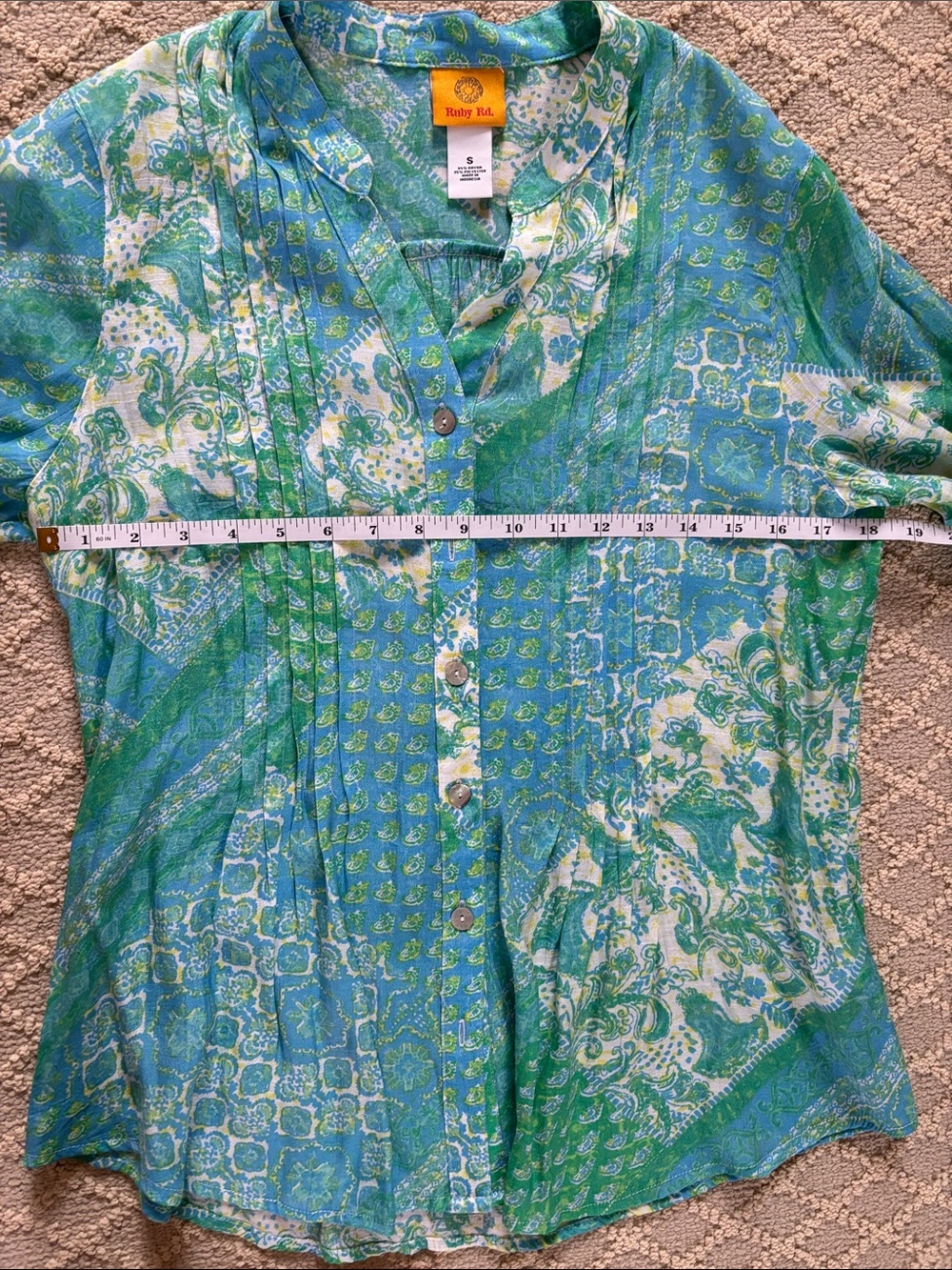 Ruby Rd Printed Button-Up Tunic Blouse - Picture 5 of 12